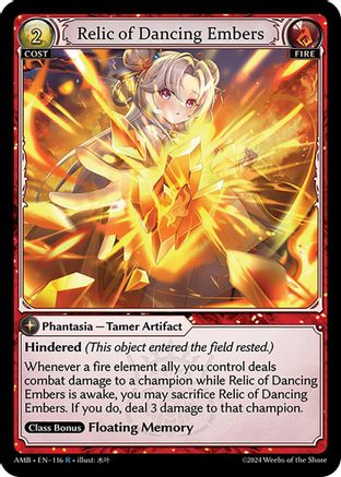 Relic of Dancing Embers (116) [Mortal Ambition] Foil Grand Archive Single Weebs of the Shore