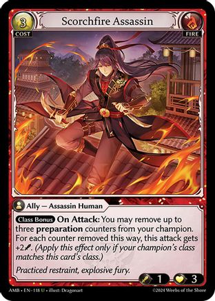 Scorchfire Assassin (118) [Mortal Ambition] Grand Archive Single Weebs of the Shore