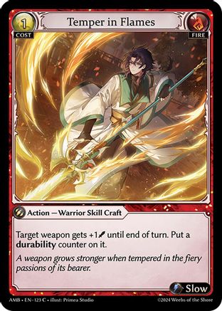 Temper in Flames (123) [Mortal Ambition] Foil Grand Archive Single Weebs of the Shore