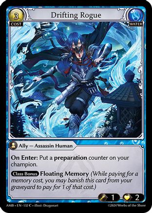 Drifting Rogue (132) [Mortal Ambition] Foil Grand Archive Single Weebs of the Shore