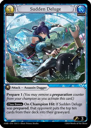 Sudden Deluge (154) [Mortal Ambition] Foil Grand Archive Single Weebs of the Shore