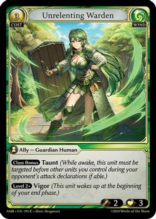 Unrelenting Warden (195) [Mortal Ambition] Grand Archive Single Weebs of the Shore