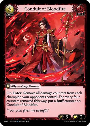 Conduit of Bloodfire (203) [Mortal Ambition] Grand Archive Single Weebs of the Shore