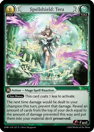 Spellshield: Tera (227) [Mortal Ambition] Grand Archive Single Weebs of the Shore