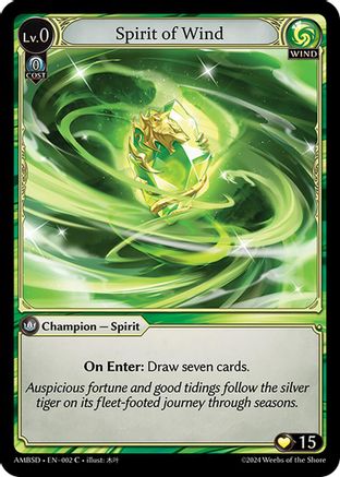 Spirit of Wind (002) [Mortal Ambition Starter Decks] Grand Archive Single Weebs of the Shore