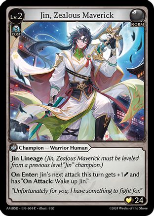 Jin, Zealous Maverick (004) [Mortal Ambition Starter Decks] Grand Archive Single Weebs of the Shore