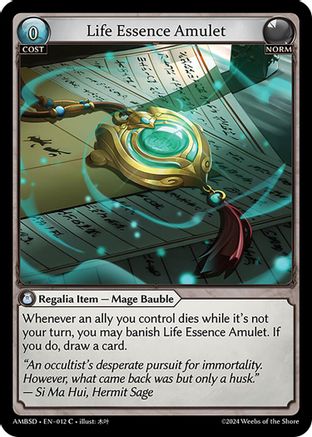 Life Essence Amulet (012) [Mortal Ambition Starter Decks] Grand Archive Single Weebs of the Shore
