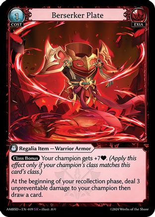 Berserker Plate (019) [Mortal Ambition Starter Decks] Grand Archive Single Weebs of the Shore