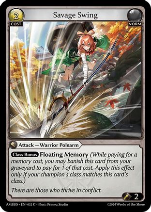Savage Swing (032) [Mortal Ambition Starter Decks] Grand Archive Single Weebs of the Shore