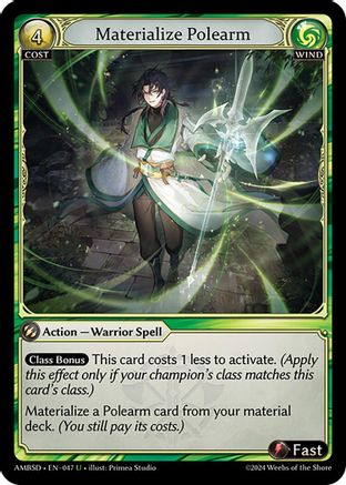 Materialize Polearm (047) [Mortal Ambition Starter Decks] Grand Archive Single Weebs of the Shore