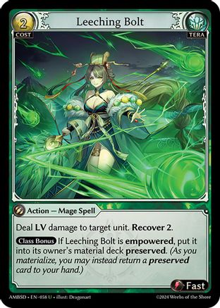 Leeching Bolt (058) [Mortal Ambition Starter Decks] Grand Archive Single Weebs of the Shore