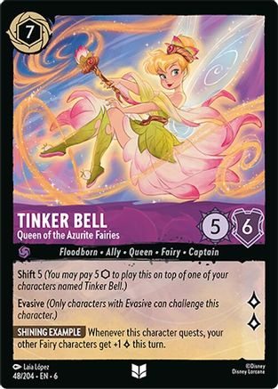 Tinker Bell - Queen of the Azurite Fairies (48/204) [Azurite Sea] Cold Foil Lorcana Single Disney