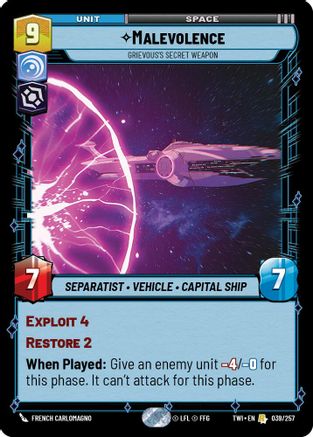 Malevolence - Grievous’s Secret Weapon (039/257) [Twilight of the Republic] Foil Star Wars: Unlimited Single Disney