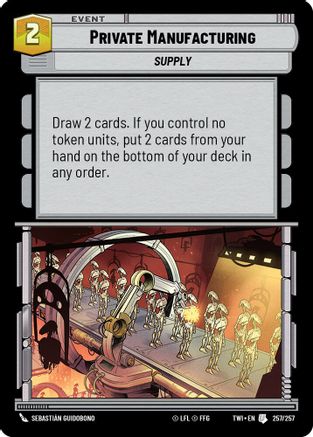 Private Manufacturing (257/257) [Twilight of the Republic] Foil Star Wars: Unlimited Single Disney