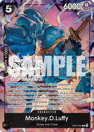 Monkey.D.Luffy (091) (Online Regional 2024 Vol. 3) [Finalist] (OP07-091) [One Piece Promotion Cards] Foil One Piece Single Bandai