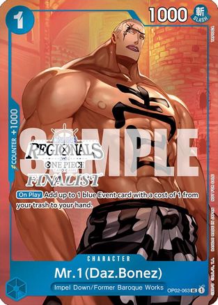 Mr.1 (Daz.Bonez) (Online Regional 2024 Vol. 3) [Finalist] (OP02-063) [One Piece Promotion Cards] Foil One Piece Single Bandai