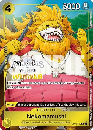 Nekomamushi (Online Regional 2024 Vol. 3) [Winner] (OP06-110) [One Piece Promotion Cards] Foil One Piece Single Bandai