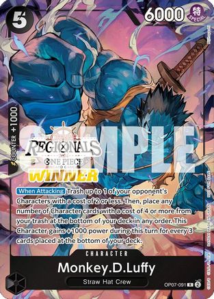 Monkey.D.Luffy (091) (Offline Regional 2024 Vol. 3) [Winner] (OP07-091) [One Piece Promotion Cards] Foil One Piece Single Bandai