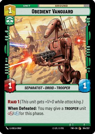 Obedient Vanguard (104/257) [Twilight of the Republic] Foil Star Wars: Unlimited Single Disney