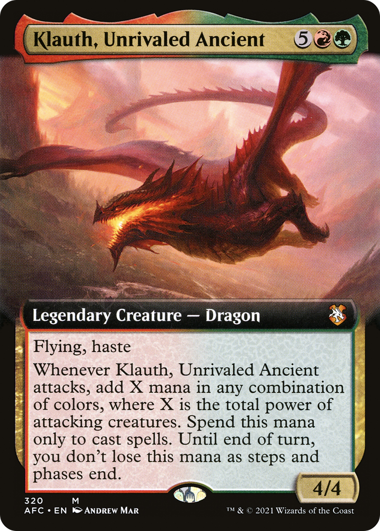 Klauth, Unrivaled Ancient (AFC-320) [Forgotten Realms Commander] (Extended Art) MTG Single Wizards of the Coast
