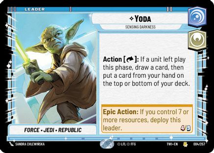 Yoda - Sensing Darkness (004/257) [Twilight of the Republic] Star Wars: Unlimited Single Disney
