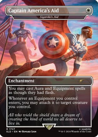 Captain America's Aid - Sigarda's Aid (Rainbow Foil) (SLD-1727) [Secret Lair] Drop Series Foil MTG Single Wizards of the Coast