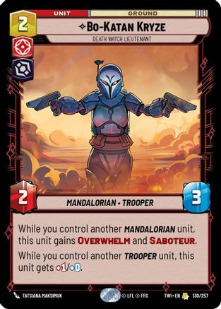 Bo-Katan Kryze - Death Watch Lieutenant (130/257) [Twilight of the Republic] Foil Star Wars: Unlimited Single Disney