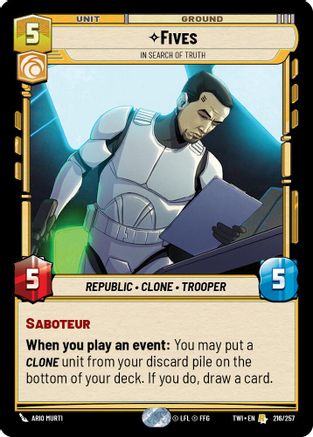 Fives - In Search of Truth (216/257) [Twilight of the Republic] Foil Star Wars: Unlimited Single Disney