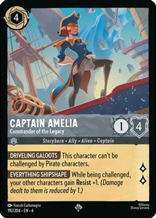 Captain Amelia - Commander of the Legacy (192/204) [Azurite Sea] Lorcana Single Disney