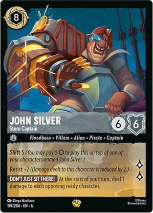 John Silver - Stern Captain (194/204) [Azurite Sea] Cold Foil Lorcana Single Disney