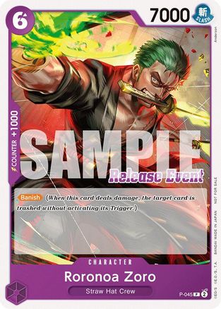 Roronoa Zoro (ST15 - ST20 Release Event Pack) (P-045) [One Piece Promotion Cards] One Piece Single Bandai
