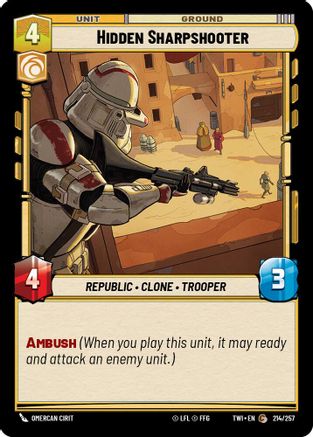 Hidden Sharpshooter (214/257) [Twilight of the Republic] Foil Star Wars: Unlimited Single Disney