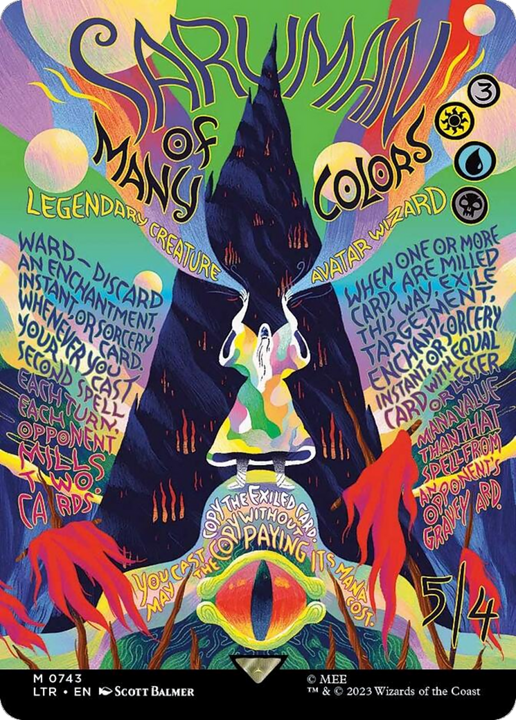 Saruman of Many Colors (Borderless Poster) (LTR-743) [The Lord of the Rings: Tales of Middle-earth] (Borderless) Foil MTG Single Wizards of the Coast