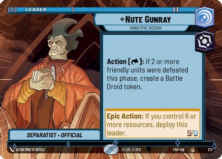 Nute Gunray - Vindictive Viceroy (Hyperspace) (277) [Twilight of the Republic] Star Wars: Unlimited Single Disney