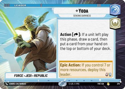 Yoda - Sensing Darkness (Hyperspace) (279) [Twilight of the Republic] Star Wars: Unlimited Single Disney