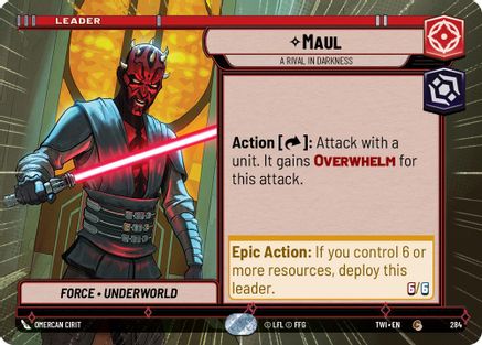 Maul - A Rival in Darkness (Hyperspace) (284) [Twilight of the Republic] Star Wars: Unlimited Single Disney