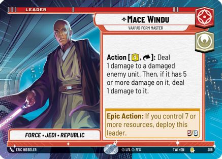 Mace Windu - Vaapad Form Master (Hyperspace) (288) [Twilight of the Republic] Star Wars: Unlimited Single Disney