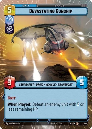 Devastating Gunship (Hyperspace) (309) [Twilight of the Republic] Star Wars: Unlimited Single Disney