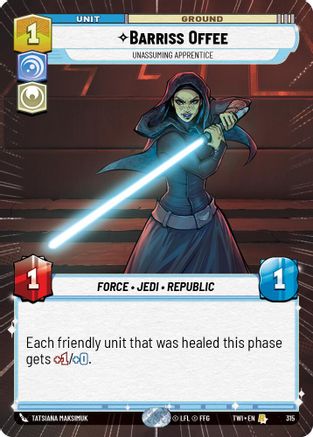 Barriss Offee - Unassuming Apprentice (Hyperspace) (315) [Twilight of the Republic] Star Wars: Unlimited Single Disney