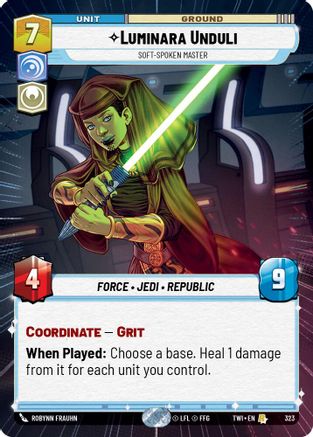 Luminara Unduli - Soft-Spoken Master (Hyperspace) (323) [Twilight of the Republic] Foil Star Wars: Unlimited Single Disney