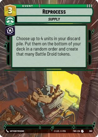 Reprocess (Hyperspace) (360) [Twilight of the Republic] Foil Star Wars: Unlimited Single Disney