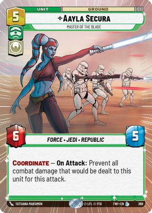 Aayla Secura - Master of the Blade (Hyperspace) (368) [Twilight of the Republic] Star Wars: Unlimited Single Disney