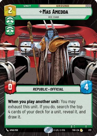 Mas Amedda - Vice Chair (Hyperspace) (372) [Twilight of the Republic] Star Wars: Unlimited Single Disney