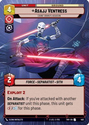 Asajj Ventress - Count Dooku's Assassin (Hyperspace) (402) [Twilight of the Republic] Foil Star Wars: Unlimited Single Disney