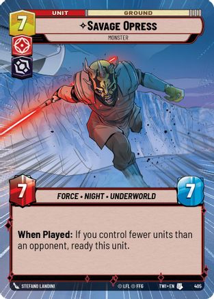 Savage Opress - Monster (Hyperspace) (405) [Twilight of the Republic] Star Wars: Unlimited Single Disney