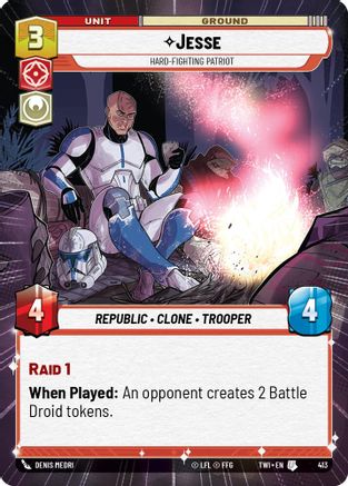 Jesse - Hard-Fighting Patriot (Hyperspace) (413) [Twilight of the Republic] Star Wars: Unlimited Single Disney
