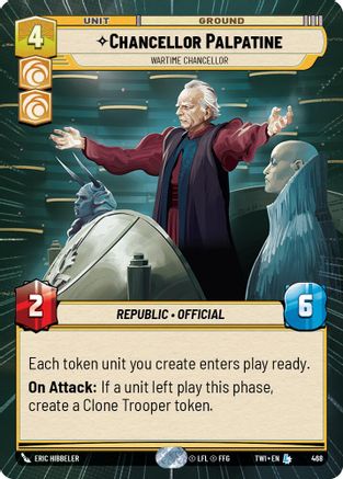 Chancellor Palpatine - Wartime Chancellor (Hyperspace) (468) [Twilight of the Republic] Foil Star Wars: Unlimited Single Disney