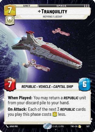 Tranquility - Inspiring Flagship (Hyperspace) (507) [Twilight of the Republic] Foil Star Wars: Unlimited Single Disney