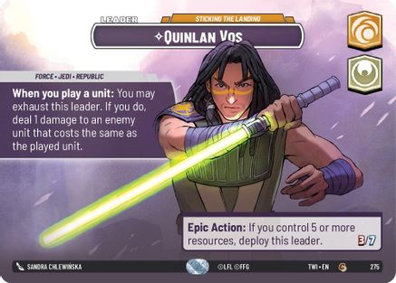 Quinlan Vos - Sticking the Landing (Showcase) (275) [Twilight of the Republic] Star Wars: Unlimited Single Disney