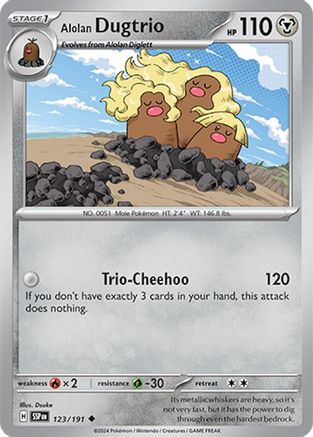 Alolan Dugtrio - 123/191 Reverse Holofoil [SV: Surging Sparks] Pokemon Single Pokémon